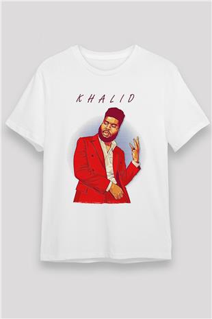 Khalid Baskılı Unisex Beyaz Tişört - Tshirt