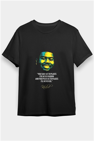 Khalid Baskılı Unisex Siyah Tişört - Tshirt