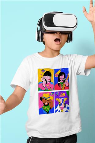 Khruanybin Baskılı Beyaz Unisex Beyaz Çocuk Tişört - Tshirt
