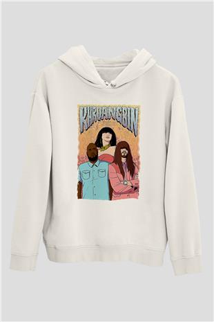 Khruanybin Baskılı Beyaz Unisex Kapüşonlu Sweatshirt