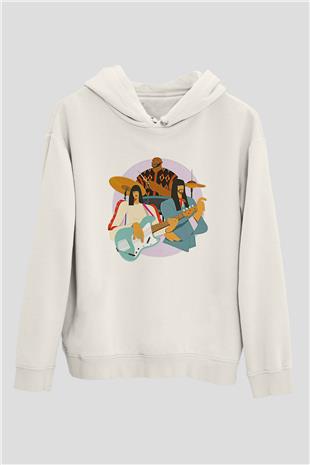 Khruanybin Baskılı Beyaz Unisex Kapüşonlu Sweatshirt