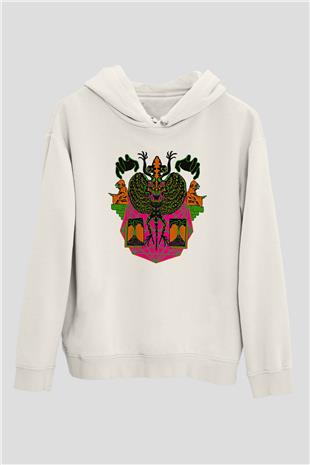 Khruanybin Baskılı Beyaz Unisex Kapüşonlu Sweatshirt