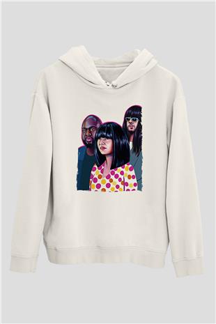 Khruanybin Baskılı Beyaz Unisex Kapüşonlu Sweatshirt