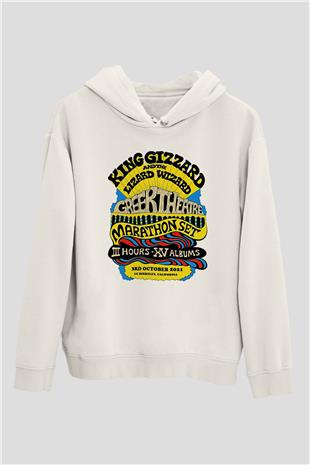 Khruanybin Baskılı Beyaz Unisex Kapüşonlu Sweatshirt