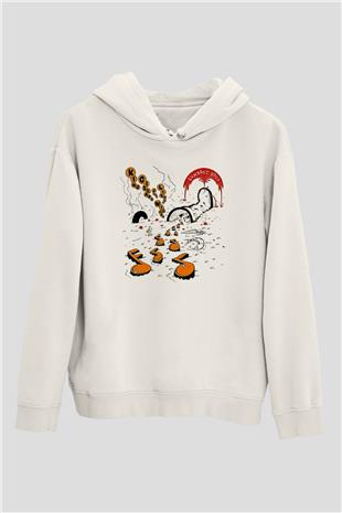 Khruanybin Baskılı Beyaz Unisex Kapüşonlu Sweatshirt