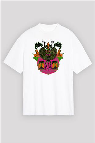Khruanybin Baskılı Beyaz Unisex Oversize Tişört - Tshirt