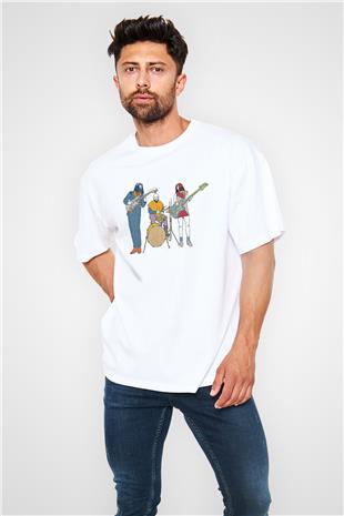 Khruanybin Baskılı Beyaz Unisex Oversize Tişört - Tshirt