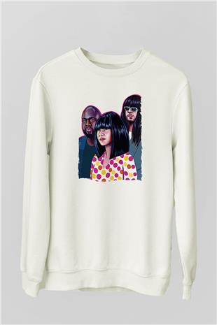 Khruanybin Baskılı Beyaz Unisex Sweatshirt