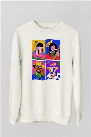 Khruanybin Baskılı Beyaz Unisex Sweatshirt