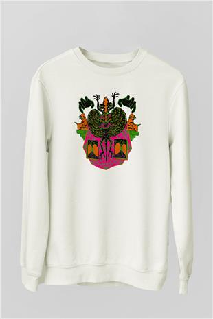 Khruanybin Baskılı Beyaz Unisex Sweatshirt