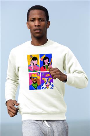 Khruanybin Baskılı Beyaz Unisex Sweatshirt