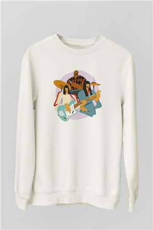 Khruanybin Baskılı Beyaz Unisex Sweatshirt