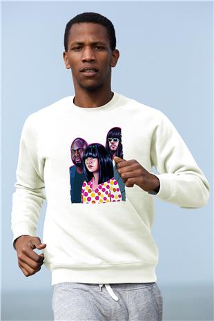 Khruanybin Baskılı Beyaz Unisex Sweatshirt