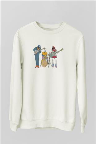 Khruanybin Baskılı Beyaz Unisex Sweatshirt