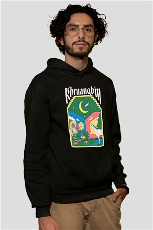 Khruanybin Baskılı Unisex Siyah Kapüşonlu Sweatshirt