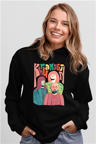 Khruanybin Baskılı Unisex Siyah Kapüşonlu Sweatshirt