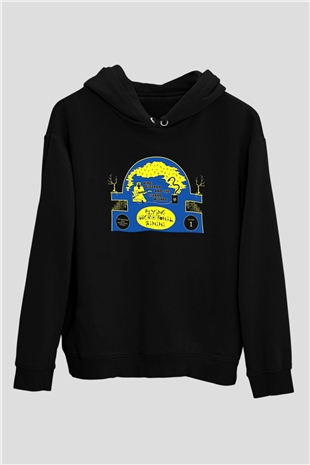 Khruanybin Baskılı Unisex Siyah Kapüşonlu Sweatshirt