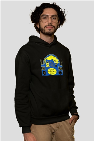 Khruanybin Baskılı Unisex Siyah Kapüşonlu Sweatshirt