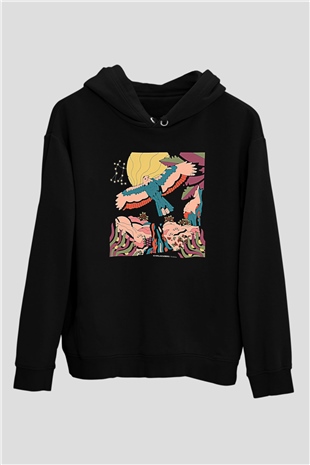 Khruanybin Baskılı Unisex Siyah Kapüşonlu Sweatshirt