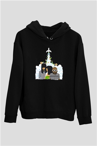 Khruanybin Baskılı Unisex Siyah Kapüşonlu Sweatshirt