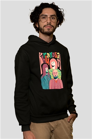 Khruanybin Baskılı Unisex Siyah Kapüşonlu Sweatshirt