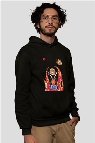 Khruanybin Baskılı Unisex Siyah Kapüşonlu Sweatshirt