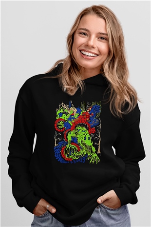 Khruanybin Baskılı Unisex Siyah Kapüşonlu Sweatshirt
