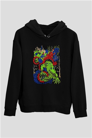 Khruanybin Baskılı Unisex Siyah Kapüşonlu Sweatshirt