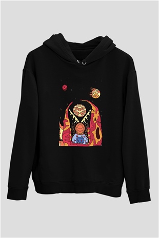 Khruanybin Baskılı Unisex Siyah Kapüşonlu Sweatshirt