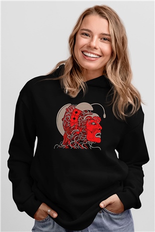Khruanybin Baskılı Unisex Siyah Kapüşonlu Sweatshirt