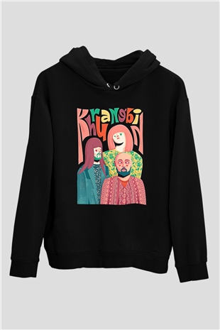 Khruanybin Baskılı Unisex Siyah Kapüşonlu Sweatshirt
