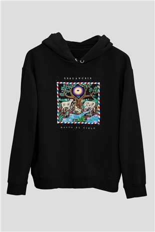 Khruanybin Baskılı Unisex Siyah Kapüşonlu Sweatshirt