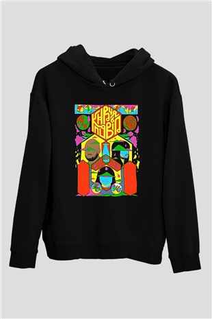 Khruanybin Baskılı Unisex Siyah Kapüşonlu Sweatshirt