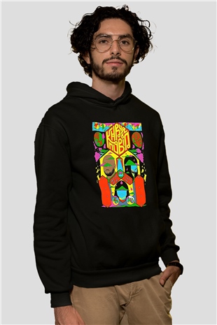 Khruanybin Baskılı Unisex Siyah Kapüşonlu Sweatshirt