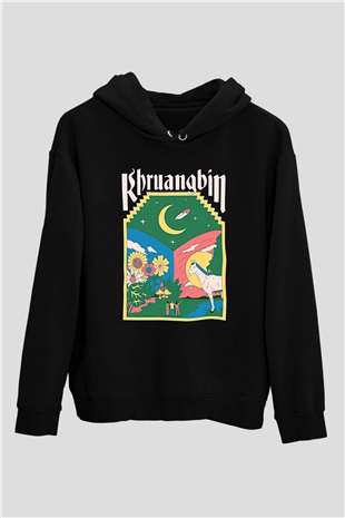 Khruanybin Baskılı Unisex Siyah Kapüşonlu Sweatshirt
