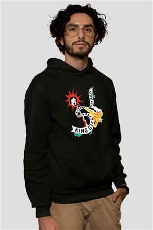Khruanybin Baskılı Unisex Siyah Kapüşonlu Sweatshirt