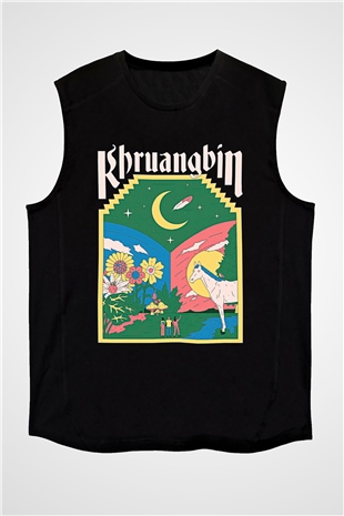 Khruanybin Baskılı Unisex Siyah Kolsuz Tişört - Tshirt