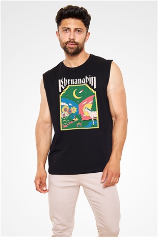 Khruanybin Baskılı Unisex Siyah Kolsuz Tişört - Tshirt