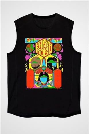 Khruanybin Baskılı Unisex Siyah Kolsuz Tişört - Tshirt