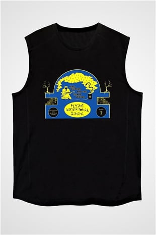 Khruanybin Baskılı Unisex Siyah Kolsuz Tişört - Tshirt