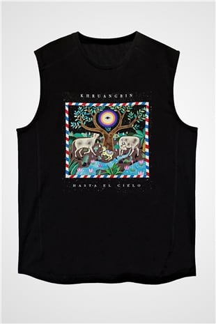 Khruanybin Baskılı Unisex Siyah Kolsuz Tişört - Tshirt