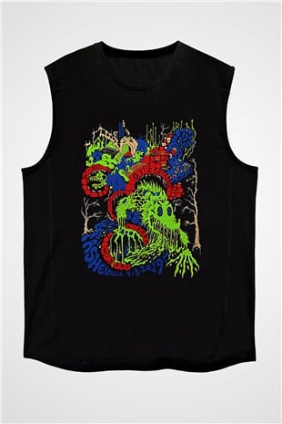 Khruanybin Baskılı Unisex Siyah Kolsuz Tişört - Tshirt