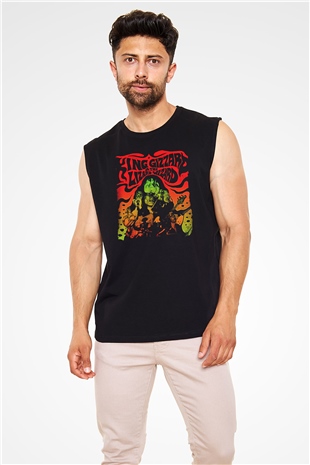 Khruanybin Baskılı Unisex Siyah Kolsuz Tişört - Tshirt