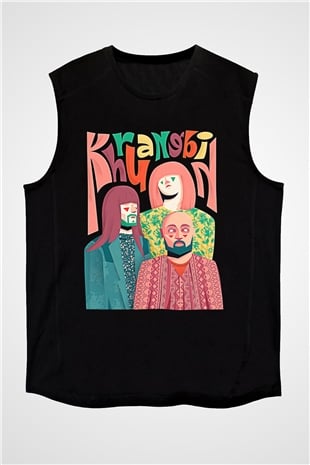 Khruanybin Baskılı Unisex Siyah Kolsuz Tişört - Tshirt
