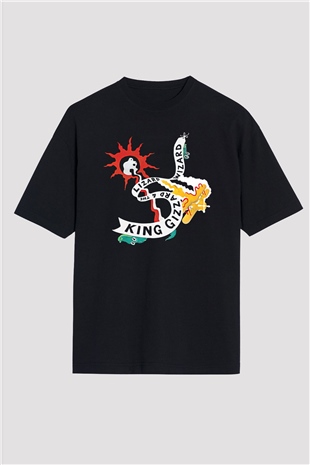 Khruanybin Baskılı Unisex Siyah Oversize Tişört - Tshirt