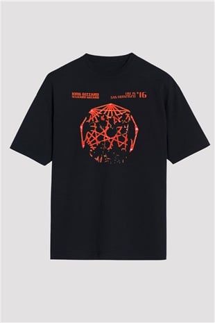 Khruanybin Baskılı Unisex Siyah Oversize Tişört - Tshirt
