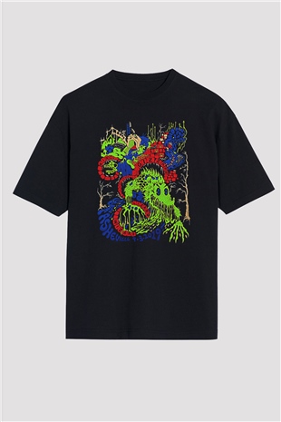 Khruanybin Baskılı Unisex Siyah Oversize Tişört - Tshirt