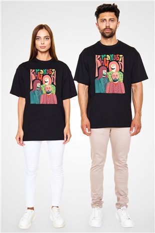 Khruanybin Baskılı Unisex Siyah Oversize Tişört - Tshirt