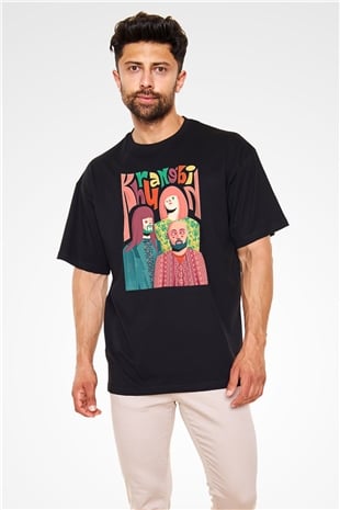 Khruanybin Baskılı Unisex Siyah Oversize Tişört - Tshirt
