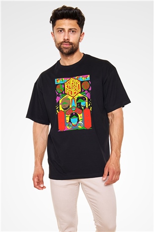 Khruanybin Baskılı Unisex Siyah Oversize Tişört - Tshirt